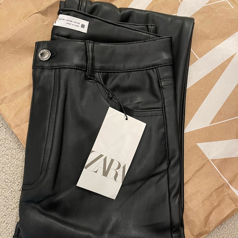 Zara Leather High Waisted Pants NWT